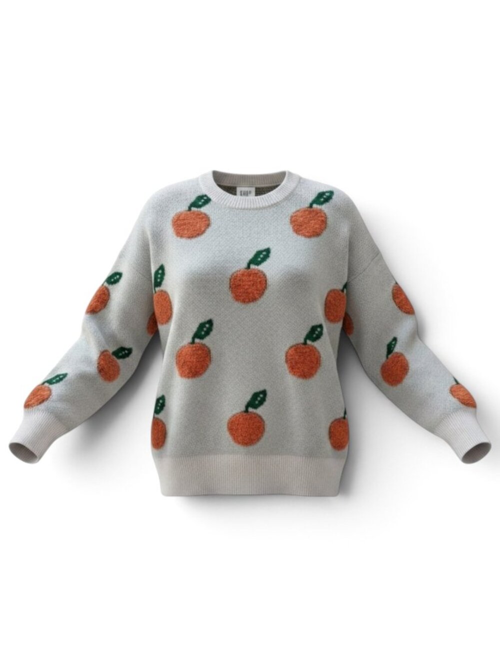 BIBI Oranges Oversized Chunky Knit Pullover Sweater XL Chalk White Orange